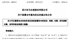 四川雙馬擬向西南水泥轉讓遵義礪鋒水泥100%股權