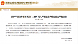 又一家水泥企業(yè)被列入嚴(yán)重違法失信企業(yè)名單！